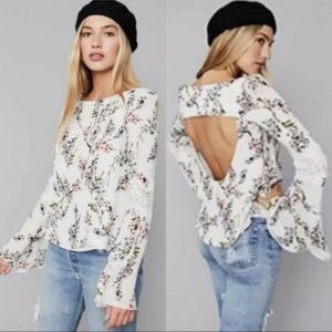 Stone Cold Fox White Silk Floral Print Top - Size 2